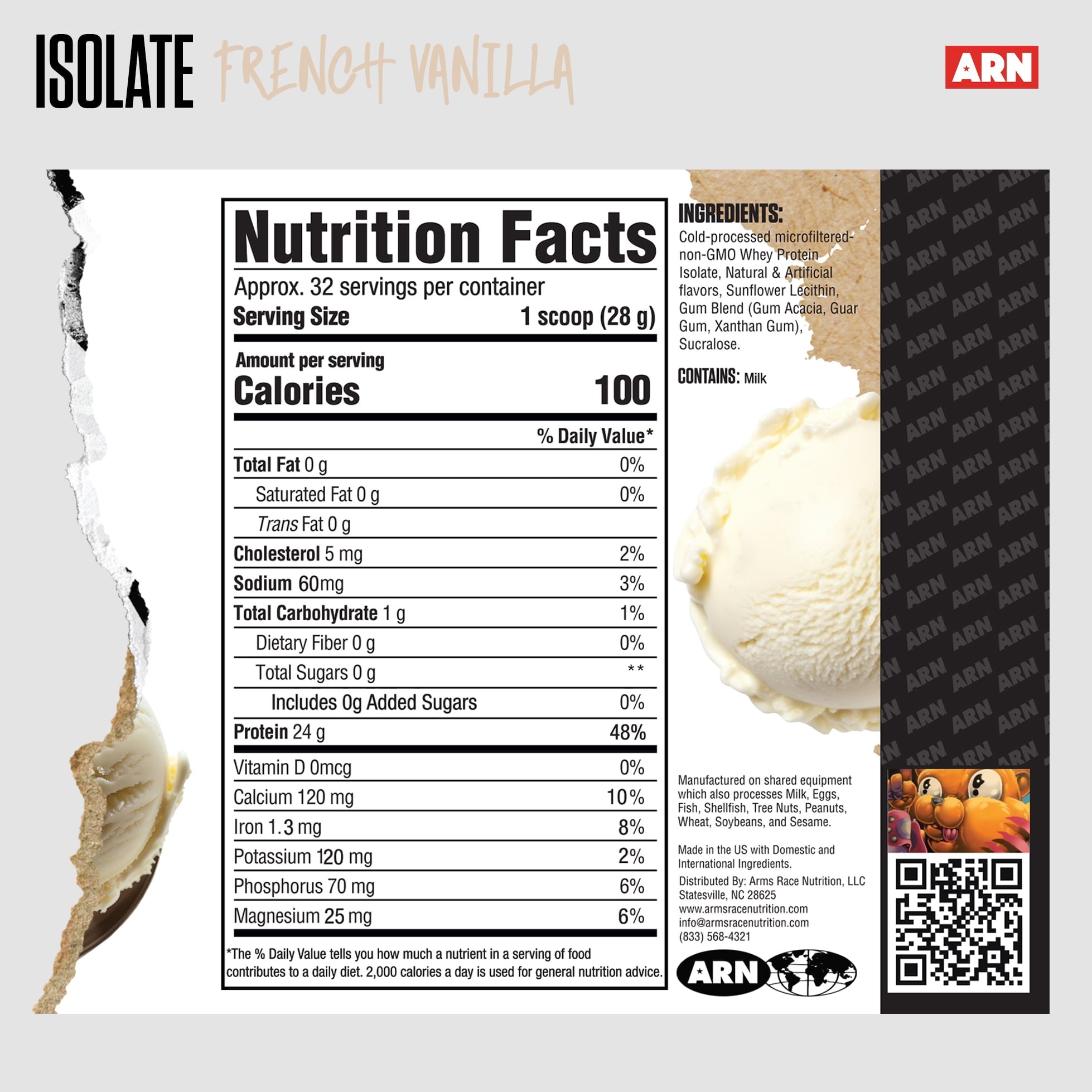 Arms Race Nutrition | ARN | Isolate Whey Protein (32 Servings, French Vanilla)