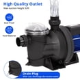 thumbnail image 5 of EastVita 1.6HP In/Above Ground Single Speed Pool Pump, 1200W/115V, 6075GPH, High Flow, Powerful Self Primming Swimming Pool Pumps with Filter Basket, Low Noise, 5 of 7