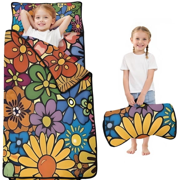 Pioneer Flower Floral Print Pattern Toddler Nap Mats for Kids Preschool,Sleeping Mat Bag or Kids,Toddler Sleeping Bag,Toddler Nap Mat or Daycare
