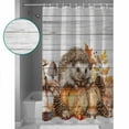 thumbnail image 3 of 54x78 Inch Shower Curtain Decorative Thanksgiving Hedgehog Bathtub Bath Curtains Fabric Waterproof Bathroom Decor Fall Pumpkins Harvest Vintage Small Stall Shower Curtain Set with 12 Hooks, 3 of 6