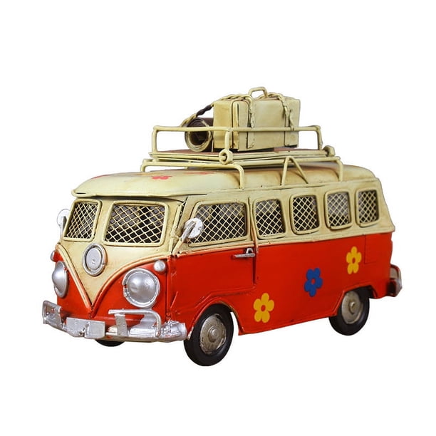 Modelo de furgoneta camper de 6,3 pulgadas, furgoneta camper clásica Retro, estilo T1, vehículo de autobús de playa de Metal, decoración del hogar, sorpresa de cumpleaños Ideal
