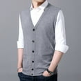 thumbnail image 4 of Bcfgryg Male Autumn And Winter Single Buckle Sweater Vest Vest V Neck Pure Color Wool Collarless Shirt Combined Body Type Non Hooded Vest Sweater Vest Mens Cardigans Gray XXXXL, 4 of 4