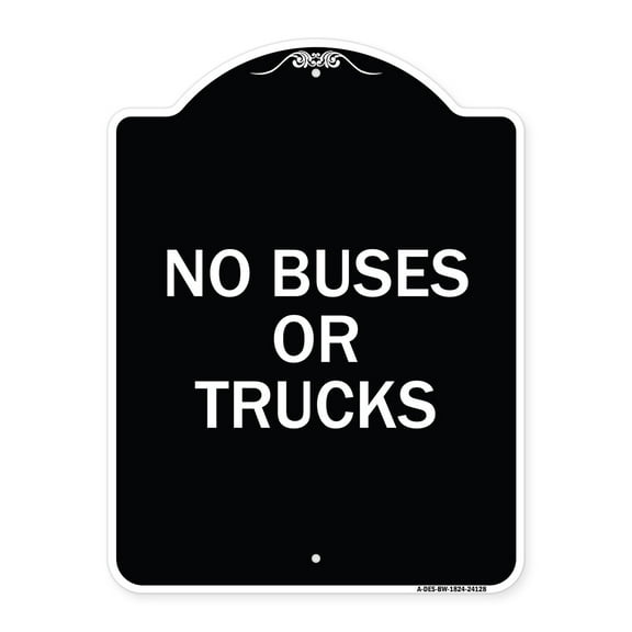 SignMission Designer Series Sign - Driveway Sign No Buses or Trucks | Black & White 18" x 24" Heavy-Gauge Aluminum Architectural Sign | Protect Your Business & Municipality | Made in
