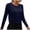 Dark Blue, variant on yillto Women's Cropped Long Sleeve Shirts Athletic Running Workout Tee Basic Loose Casual Tshirts