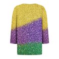thumbnail image 4 of Summer Xqxayjr Womens Loose Fit 3/4 Sleeve Mardi Gras Tops Under $5 Summer Button V Neck Sequin Bling Glitter Carnival Costumes Tshirts Shirts Holiday Beach Black Blouses Clothes, 4 of 5