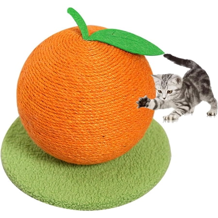 ShadeMart Orange Fruit Shape Cat Scratching Post Vertical Scratcher with Toy Ball for Indoor Cats