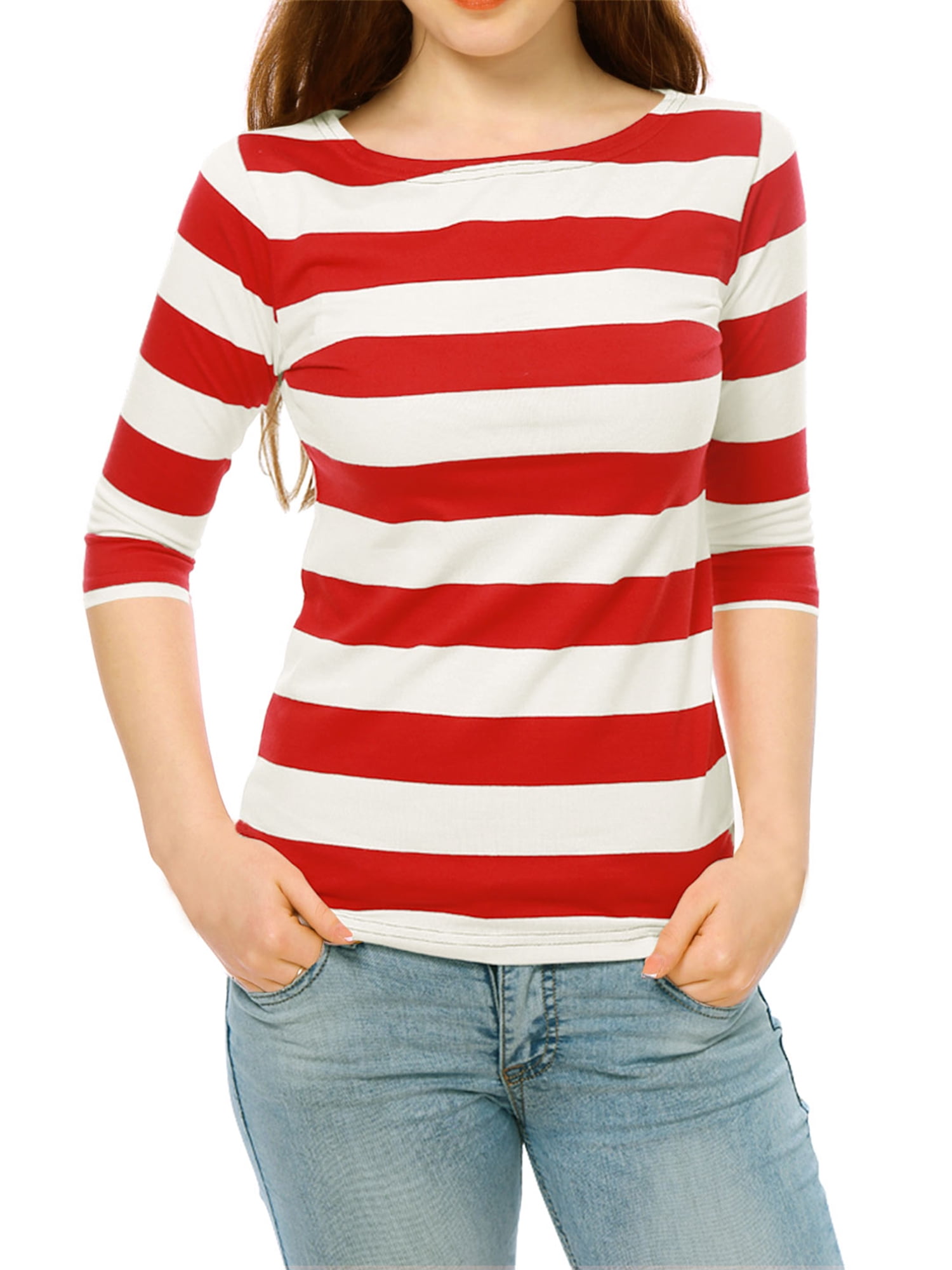 DARING DIVA Women's Halloween Costume Boat Neck Top T-Shirts L Red