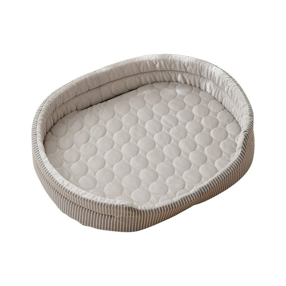 Round Cooling Pet Bed with Bolster, Summer Ice Silk Cat Bed Dog Bed Self-Cooling Pet Mattress with Non-Slip Base for Small Dogs and Cats