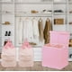 thumbnail image 3 of Cesta de ropa sencilla para el hogar doble con tapa, color rosa, 3 of 8