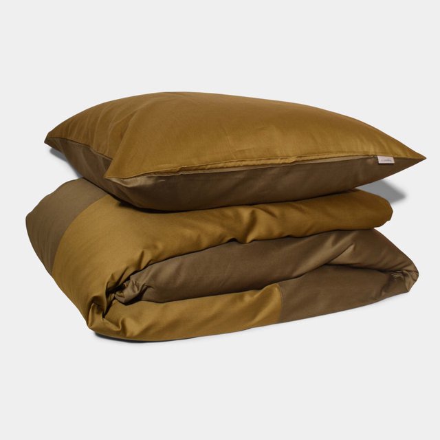 Juego de cama de satén de algodón cortado y cosido- Verde musgo