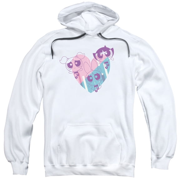 Powerpuff Girls Powerpuff Heart Adult Pullover Hoodie Sweatshirt White