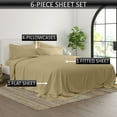 thumbnail image 3 of 21-INCH EXTRA DEEP POCKETS - 6 PC King Sheet Set - (Extra Pillowcases, Fitted & Flat) 600-Thread-Count 100% Egyptian Cotton, Soft Breathable - Long Staple 600TC Cotton- Taupe, 3 of 7