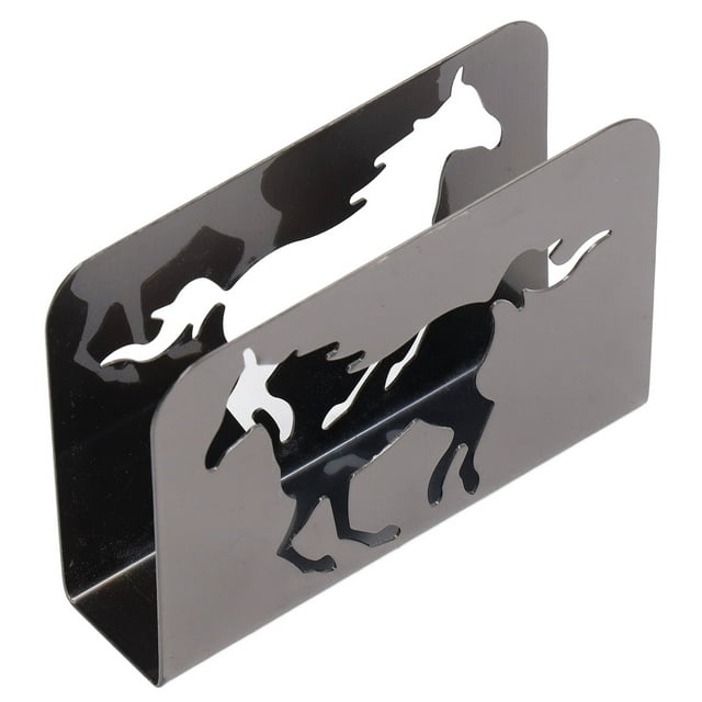 Servilletero con forma de caballo, servilletero con forma de caballo, servilletero de papel de hierro, servilleteros verticales, artesanía excepcional