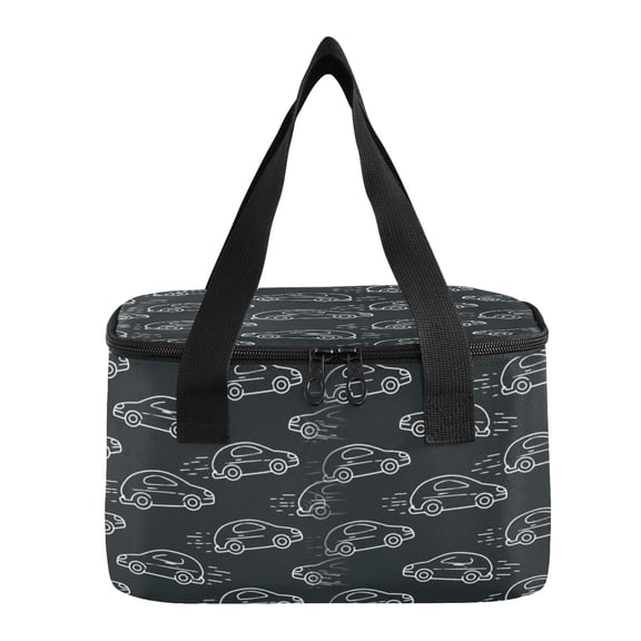6L Insulated Lunch Bag Square Handheld Cooler Tote Car Motion Seamless Pattern Reusable Thermal Bag with Polyester & Aluminum Lining for Work Picnic Travel
