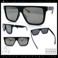 thumbnail image 2 of Mens Mirrored Lens 90s Flat Top Horn Rim Plastic Urban Sunglasses [Matte Black - Gold Mirror], 2 of 8