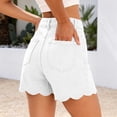 thumbnail image 6 of Women's Y2K Jean Shorts High Waist Loose Scalloped Hem Denim Shorts Soft Stretch Vintage Jeans with Pockets Daily Travel Casual Outfits White, 6 of 8