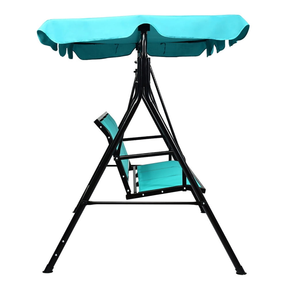 Aimee Lii Outdoor Patio 3 Person Porch Swing Bench Chair with Canopy, Outdoor Swings for Adults, Blue