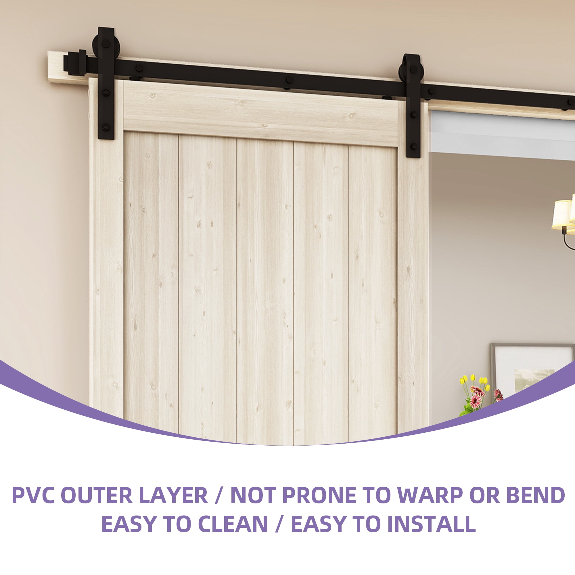 Uforic 36" x 84" Silding Barn Door,with Hardware Kit Rail,and Handle,Pulleys, Light Oak