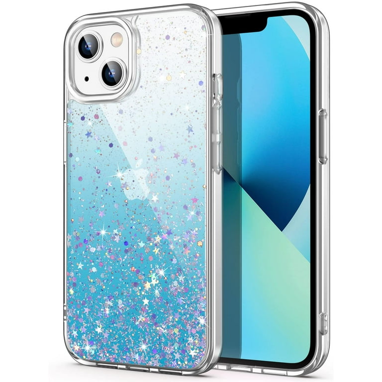 ULAK Glitter Case for iPhone 13, Cute Slim Shockproof Bumper Phone Case for  Apple iPhone 13 2021 for Women Girls, Blue Purple 