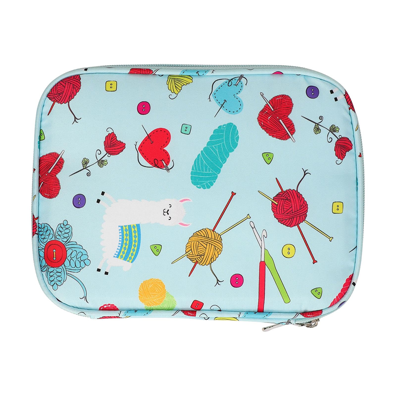 HILABEE Portable Crochet Hook Case Storage Bag Empty Zippered Bag Compact Versatile Double Layer Sturdy 22x14x4cm with Holder Slots for Knitting Tools