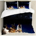 thumbnail image 3 of Galaxy Duvet Cover Set Twin Size, Shuttle on Take off Discovery Mission to Explore Galaxy Spaceship Solar Adventure, Decorative 2 Piece Bedding Set with 1 Pillow Sham, Blue White, by Ambesonne, 3 of 3