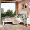 thumbnail image 4 of Queen Size Rustic White Mid Century Slatted Platform Bed, 4 of 4