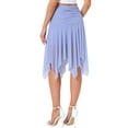 thumbnail image 3 of INSPIRE CHIC Women's Asymmetrical High Waisted Ruched Flowy Mesh Midi Skirts S Blue, 3 of 5