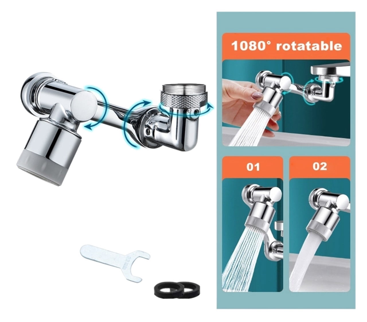 Universal Faucet Extenders Aerator Washbasin Tap Extension Splash Filter Bubbler Nozzle Robotic Arm Kitchen Tap Extender ,Easy to Use