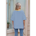 thumbnail image 4 of Women'S Striped Color Clash Loose Short Sleeve Top Blue and White M, 4 of 6
