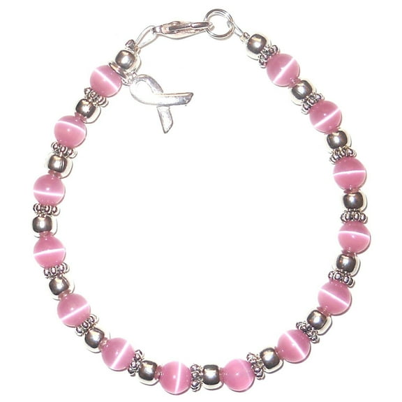 Pink Breast Cancer Awareness Bracelet by Hidden Hollow Beads - 7 3/4 in. - Fits Most Adults - Lobster Clasp