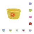 thumbnail image 2 of OANLKGI 7 in Cotton Rope Storage Basket With Cute Flower Decor Small Woven Organizer Bin Candy Holder For Halloween Thanksgiving Desktop Snack Key Makeup Home Tabletop Decor, 2 of 7