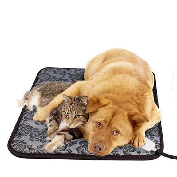 Pet Heating Pad, Electric Heating Pad for Dogs and Cats With Anti-bite Steel Cord Waterproof Adjustable Dog Warm Bed Mat Heated Pad 17.7inx17.7in