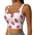 thumbnail image 2 of Fotbe Hand Drawn Strawberry Pattern Womens' Sports Bra Longline Wirefree Padded with Medium Support Sports Moisture-Wicking Workou Vest,Tank Top-Medium, 2 of 9