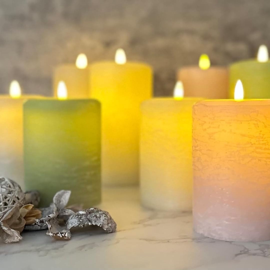 LumiPur Natural Glow Candles, Battery Operated Flameless LED Pillar Candle, Cocoa Brown, 3.5" x 7"
