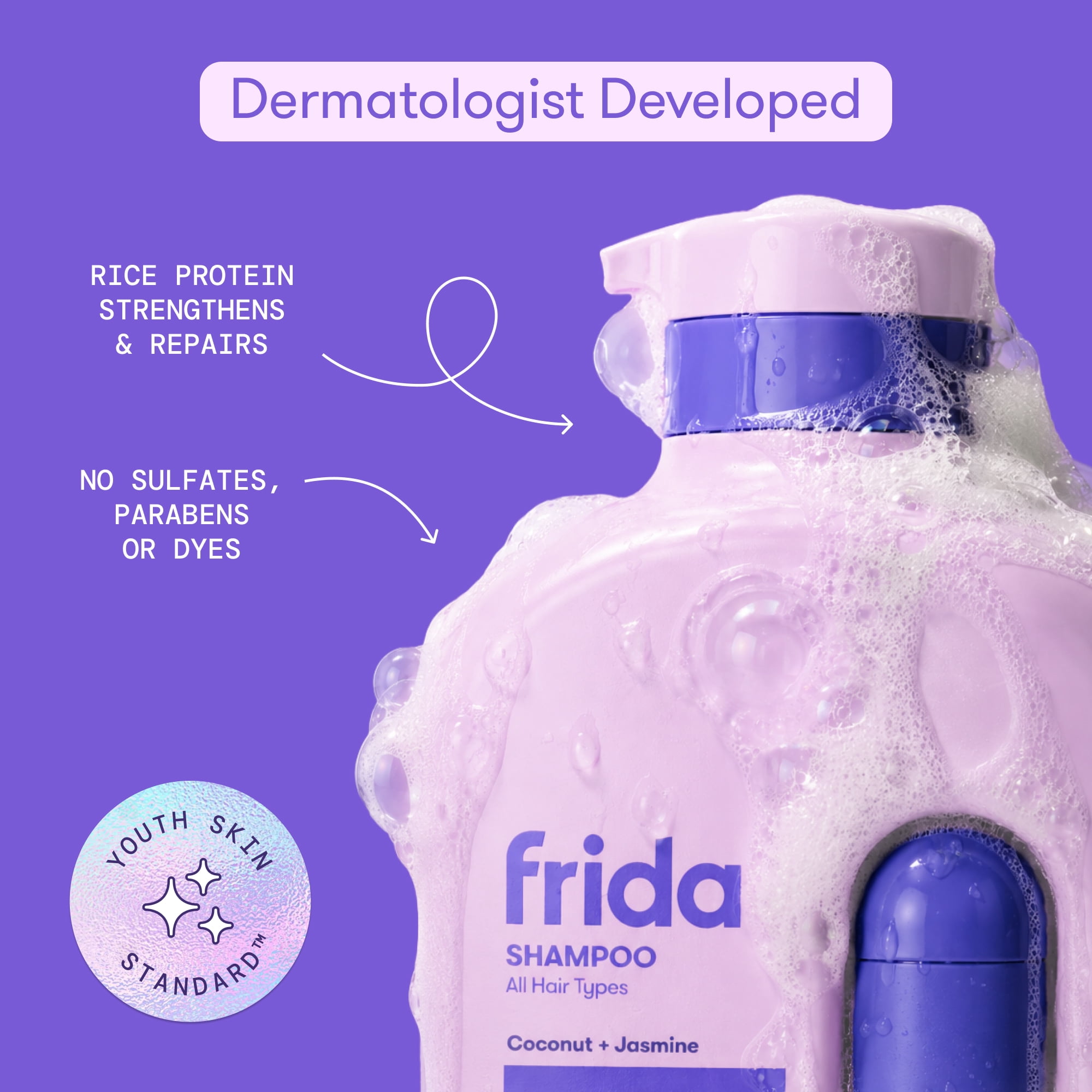 Frida for Kids All Hair Types Kids Shampoo, Hydrating Coconut & Jasmine, 17 oz