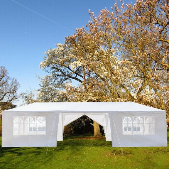 LiteHaven Party Tent Outdoor Canopy, Wedding Tent Storage Shelter Pavilion UV-Proof Grill Gazebo for BBQ Beach Event with 8 Sidewalls & 2 Zipped Doors