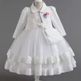 thumbnail image 4 of Vestido de princesa para niñas de 3 piezas, nuevo, bordado, de manga larga, elegante, para fiesta de cumpleaños infantil y conjunto de bolso, 4 of 5