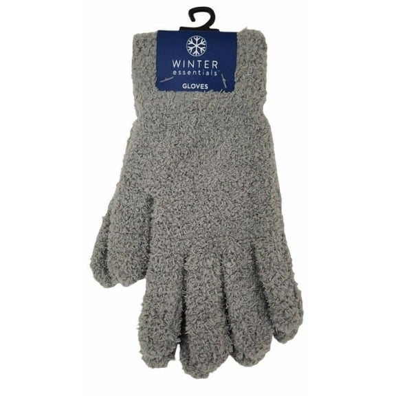 Winter Essentials Gray Fuzzy Gloves  Super Soft Warm Cozy Winter Wear One Size