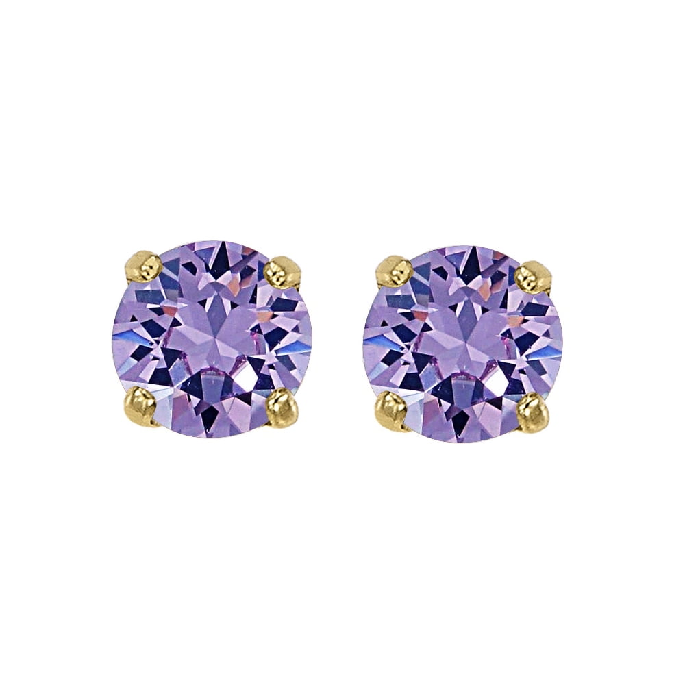 Precious Stars 14K Yellow Gold Cubic Zirconia 4-mm Birthstone Screwback Earring Studs-June
