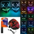 thumbnail image 3 of Luxtrada Clubbing Light Up "Stitches" LED Mask Costume Halloween Rave Cosplay Party Xmas + AA Battery (Orange&Pink), 3 of 6