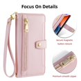 thumbnail image 2 of Mantto Crossbody Zipper Wallet Case for Motorola Moto G Power 5G 2024, 6 Card Slots Holder PU Leather Flip Stand Cover with Shoulder Strap Lanyard & Wrist Hand Strap Shockproof Phone Case, Pink, 2 of 8