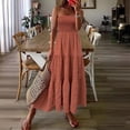 thumbnail image 2 of Fesfesfes Boho Dress for Women Pleated Tube Top Strapless Mini Dress Spring Dress Casual Off the Shoulder Beach Dress Solid Color Print, 2 of 5