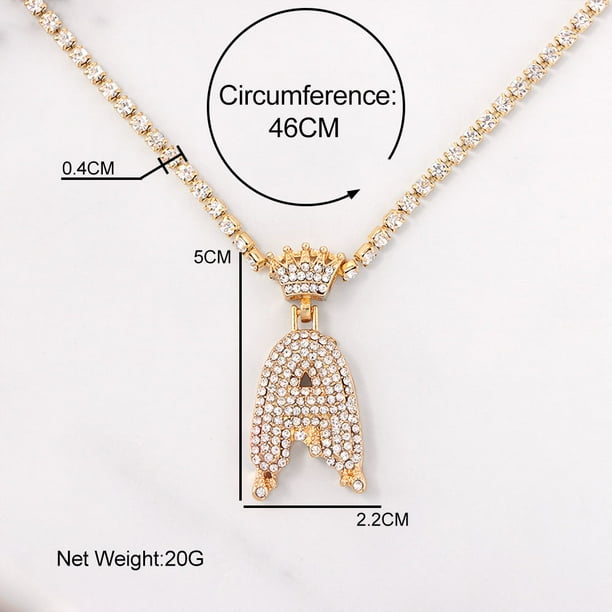 Bling Rhinestone Alphabet A-Z Initial Name Pendant Necklace For