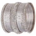 thumbnail image 4 of Efulgenz Indian Bangle Set Rhinestone CZ Crystal Bangle Plain Metal Bangles Bracelet Jewelry for Women Size-2.4, 4 of 4