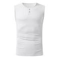 thumbnail image 4 of Aloohaidyvio Sleeveless Beach Shirts for Men Summer Tank Shirts Casual Henley Tank Top White 3XL, 4 of 5