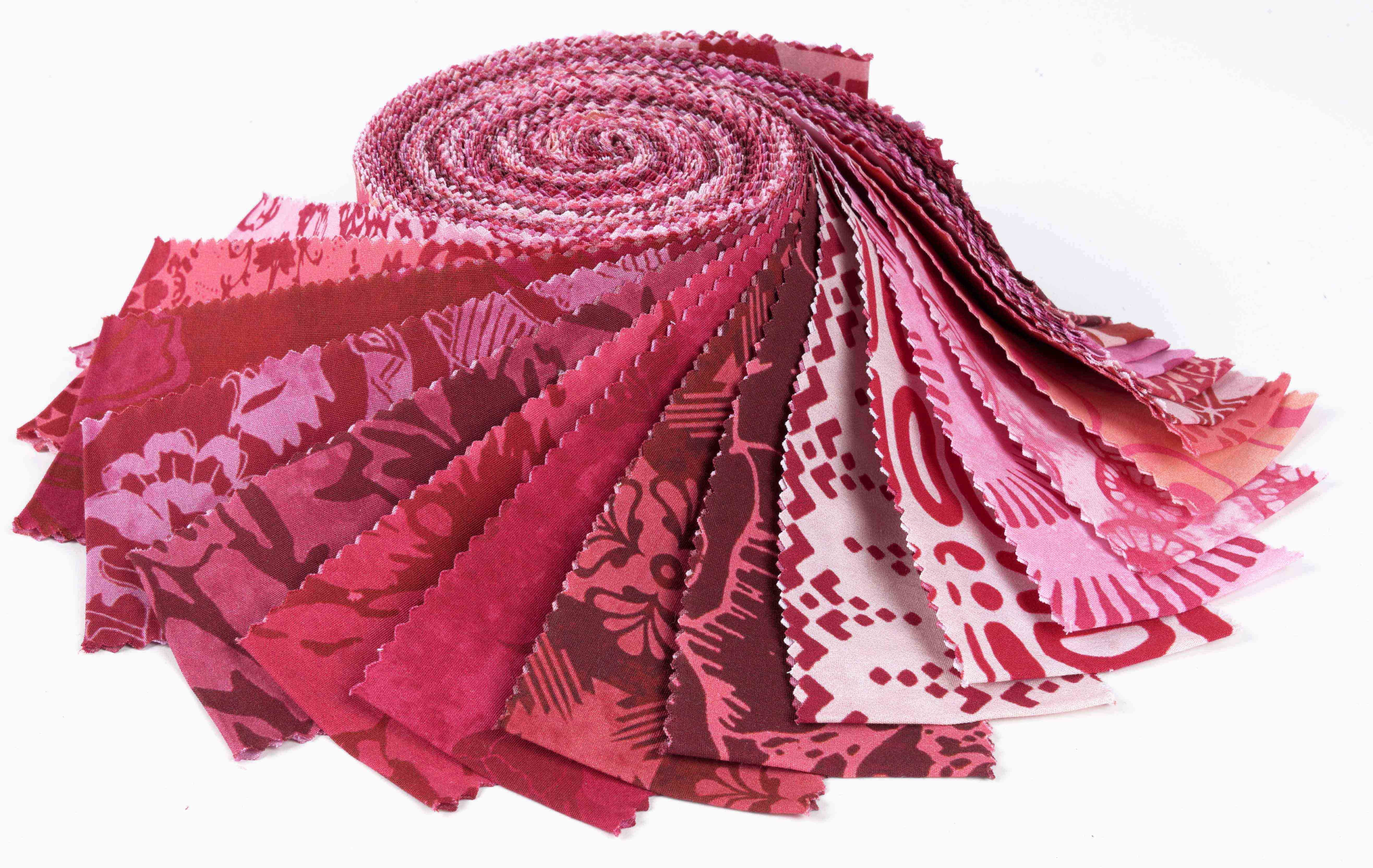 Soimoi 40Pcs Batik Print Cotton Precut Fabrics For Quilting Craft Strips 2.5x42inches Jelly Roll - Pink