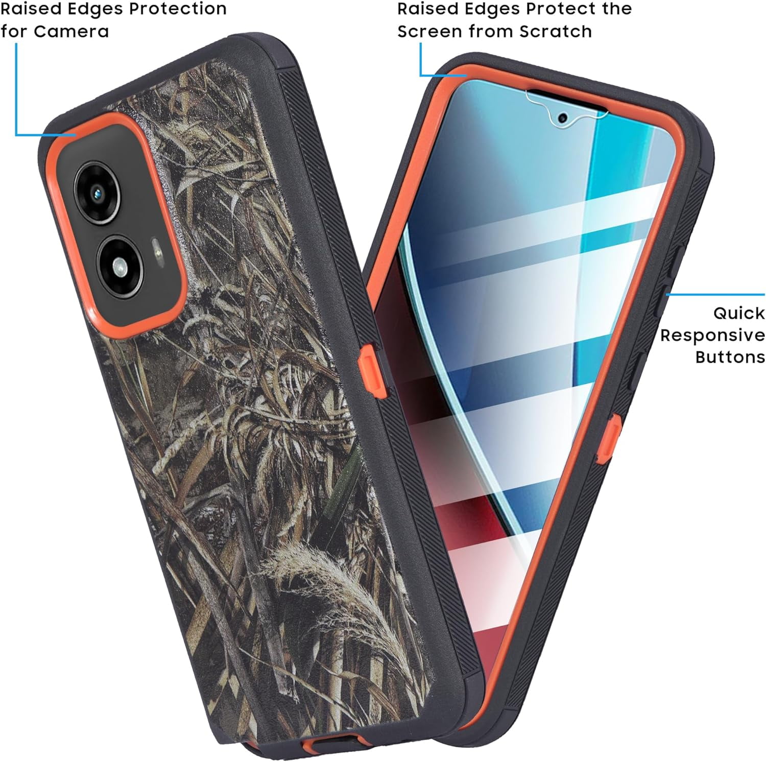 ThousandGear Compatible for Motorola Moto G Stylus 5G 2024 Case with Clip Belt Holster, Heavy Duty Military Grade Drop Protective Case (Camoflauge) & Fast Wall Charger Kit