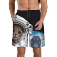 thumbnail image 2 of Uemuo Cat Astronaut Pattern Men's Swim Trunks Hawaiian Beach Bathing Suit Swimsuits Beach Quick-Dry Shorts with Pockets-XX-Large, 2 of 9