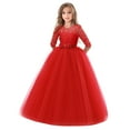 thumbnail image 5 of Vestido de niña Vestido de princesa de encaje de manga larga Vestido largo de tamaño de anfitrión de niña, 5 of 5