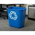 thumbnail image 5 of 3.25 Gallon / 13 Quart Blue Rectangular Plastic Recycling Bin with Recycle Symbol -  Compact Deskside Wastebasket for Home Office, 12.13" H x 11.38" W x 8.25" D, 5 of 5